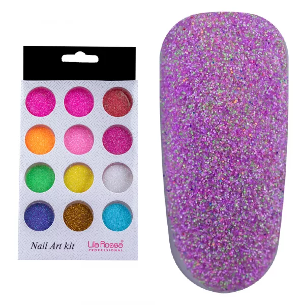 Set decor unghii, Lila Rossa, sclipici fin, multicolor