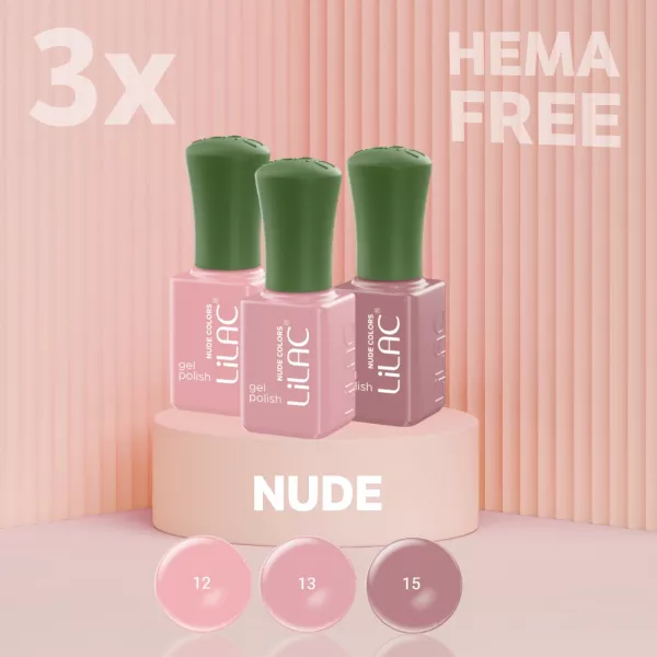 Set 3 x oja semipermanentă Hema Free Nude Collection