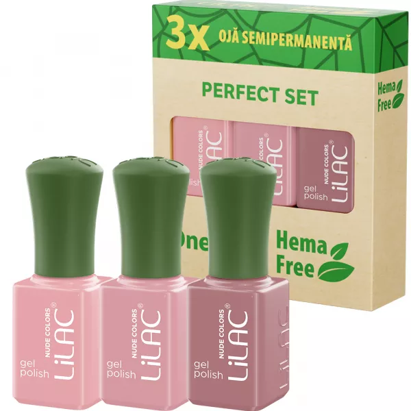 Set 3 x oja semipermanentă Hema Free Nude Collection