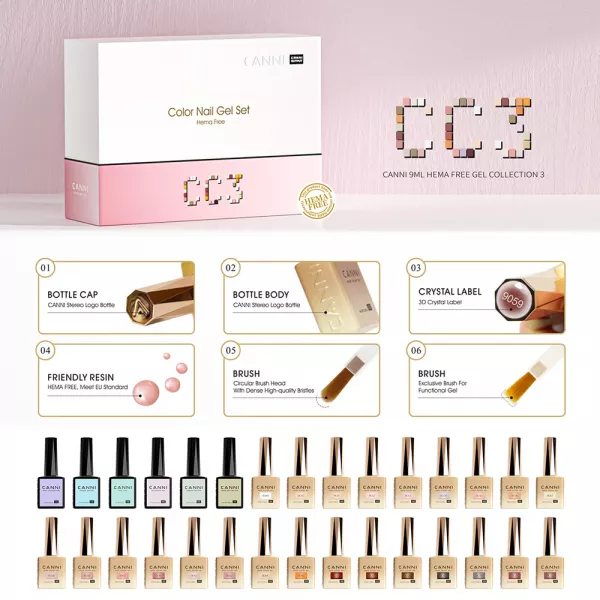 Set 30x oja semipermanenta CANNI Hema Free 09CC3