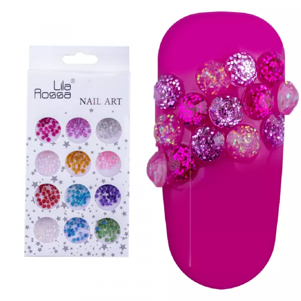 Set decoratiuni unghii, Lila Rossa, pietricele cu sclipici