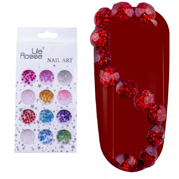 Set decoratiuni unghii, Lila Rossa, pietricele cu sclipici