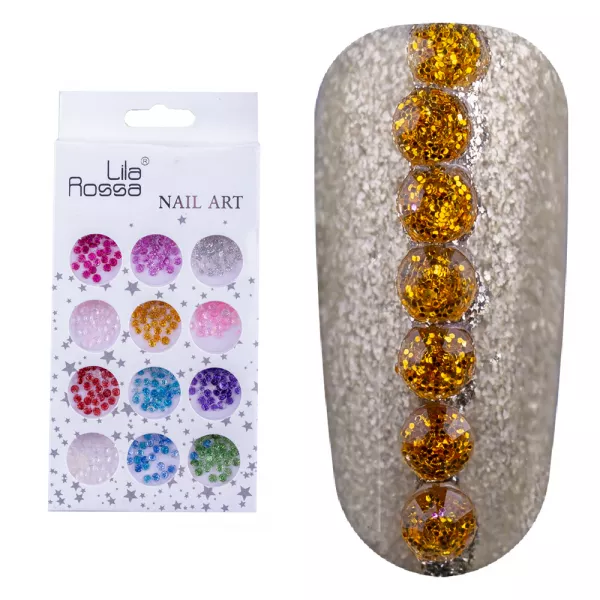 Set decoratiuni unghii, Lila Rossa, pietricele cu sclipici