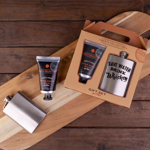 Set cadou barbati, balsam after shave, sticla wiskey