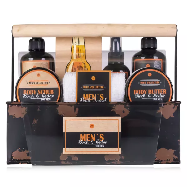 Set cadou barbati, gel de dus, scrub, prosop, unt corp