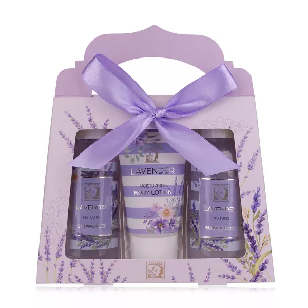 Set cadou femei, gel de dus, lotiune de corp, spumant, LAVENDER
