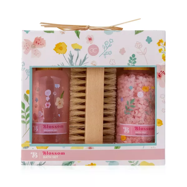 Set cadou femei, gel de dus, sare de baie, perie de unghii