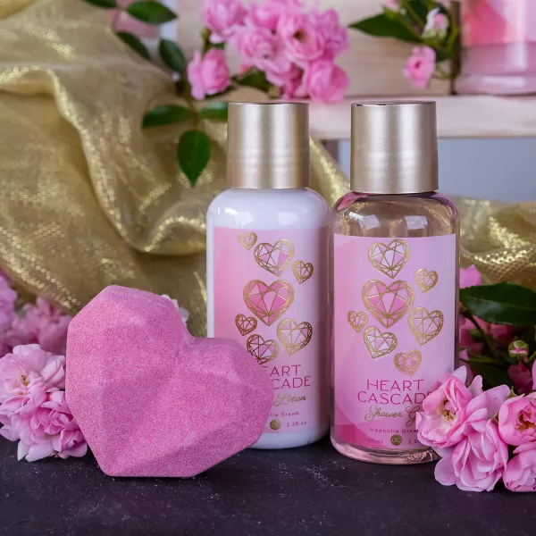 Set cadou femei, gel de dus, spumant, lotiune de corp