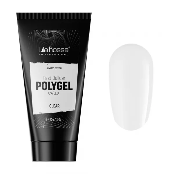 Kit Polygel Premium Clear, Lila Rossa, pensula, tipsuri, lichid modelare,  Fast Builder Polygel 60 g