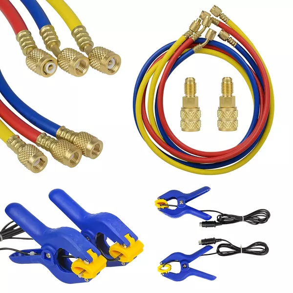 Set manometru digital pentru freon, instrument masurare presiune, cu clesti temperatura