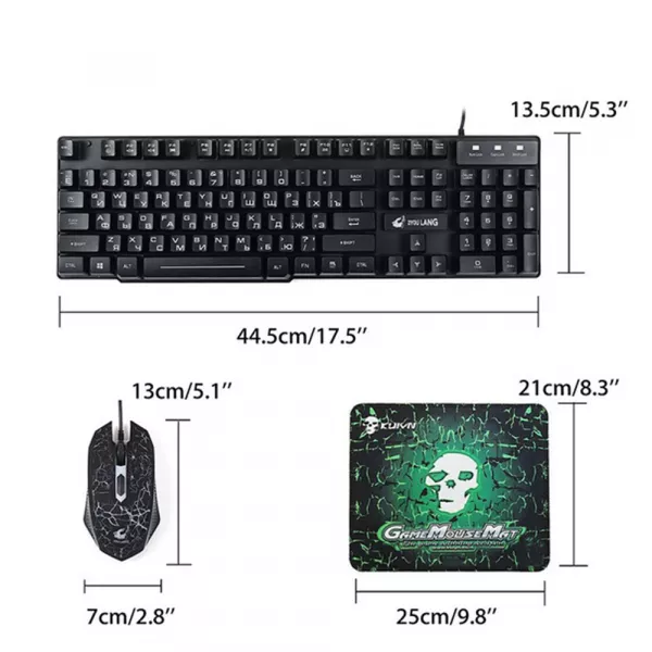 Set tastatura gaming ZiYou Lang T3, Wireless, iluminare rainbow, reincarcabila, cablu USB cu mouse si touchpad, Neagra