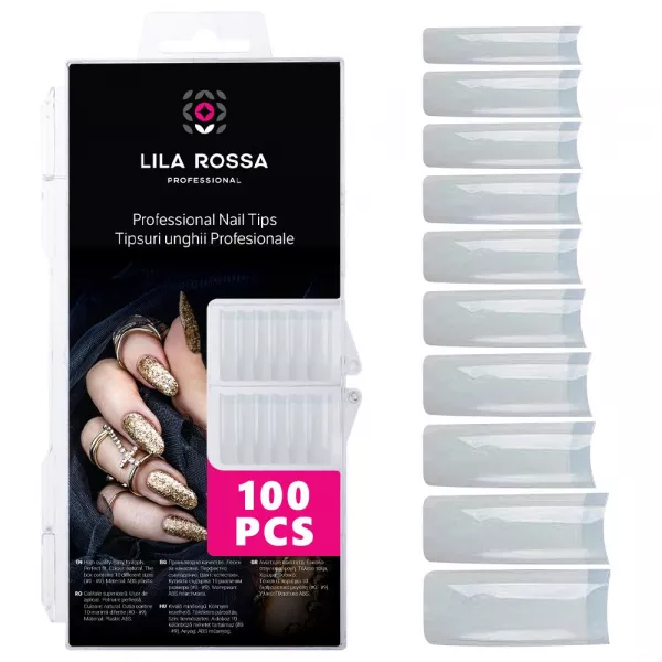 Tipsuri unghii false 100 buc, 10 marimi, Lila Rossa, Natur, KG101