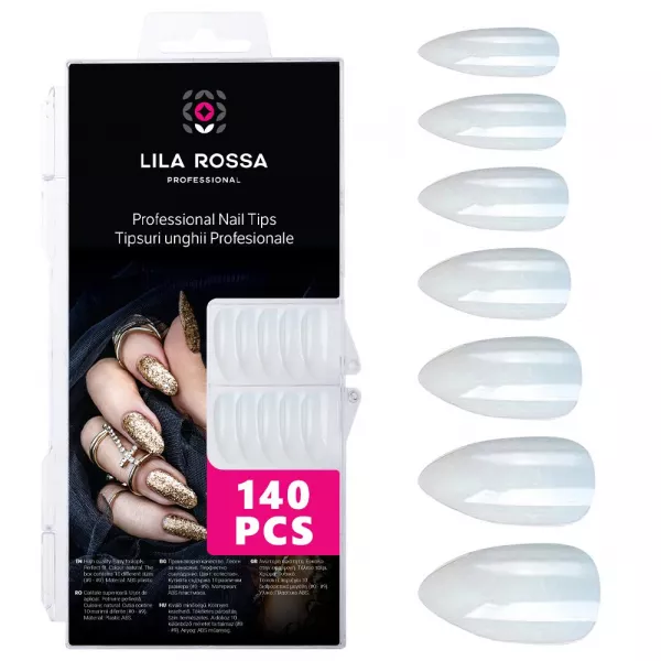 Tipsuri unghii false 140 buc, 7 marimi, Lila Rossa, Natur, KG106