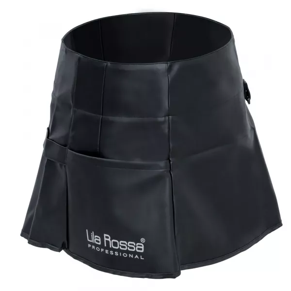 Sort pentru coafor si frizerie Lila Rossa, din piele ecologica, impermeabil, cu buzunar, cu snur reglabil, negru, a258 l