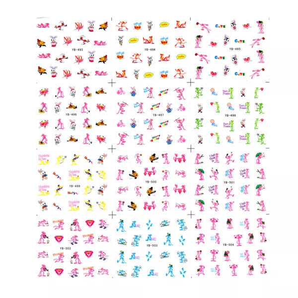 Sticker A4 pentru decor unghii 12 in 1, 493-504
