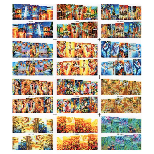 Sticker A4 pentru decor unghii 12 in 1, cu desene animate, 997-1008