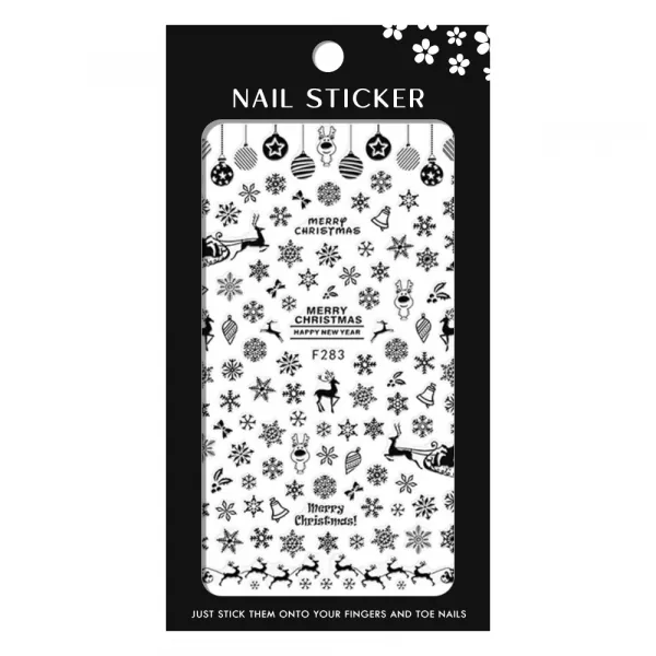 Stickere pentru decor unghii Lila Rossa, Craciun, Revelion, pentru iarna, f283-black