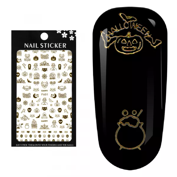 Stickere pentru decor unghii Lila Rossa, Halloween, f601-gold