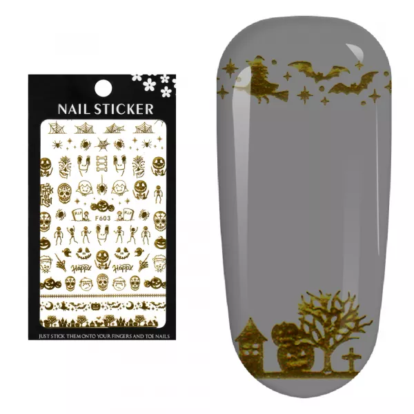 Stickere pentru decor unghii Lila Rossa, Halloween, f603-gold