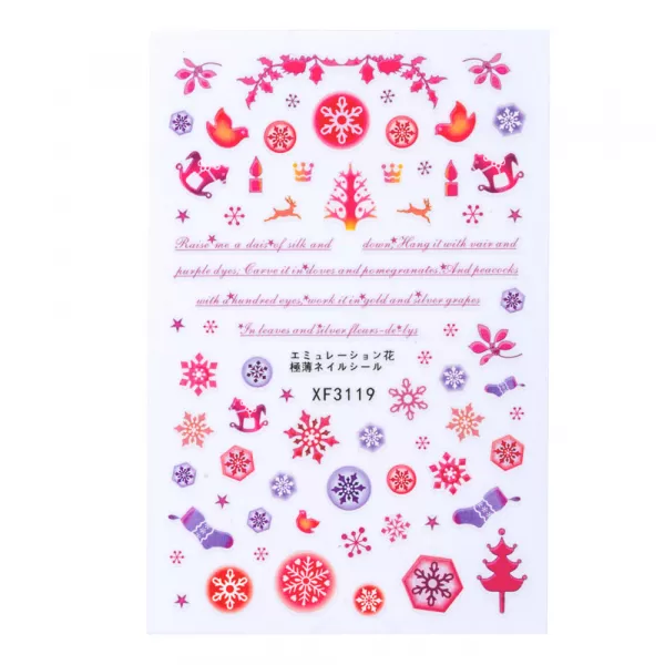 Sticker Lila Rossa pentru decor unghii, Craciun, Revelion si iarna, nail art, xf3119