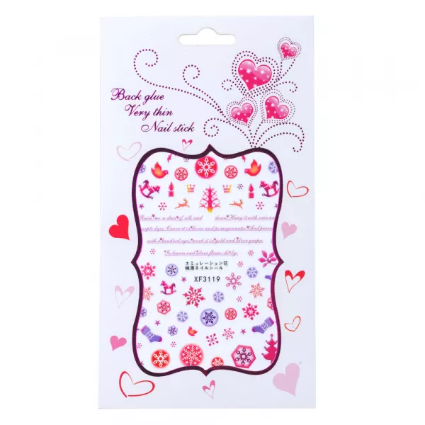 Sticker Lila Rossa pentru decor unghii, Craciun, Revelion si iarna, nail art, xf3119
