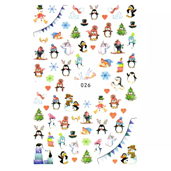 Sticker Lila Rossa pentru decor unghii, Craciun Revelion si iarna, nail art xf026