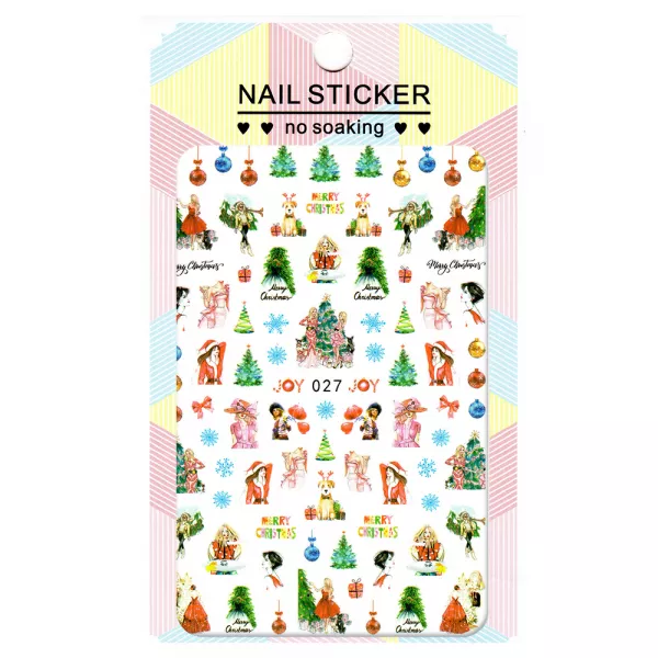 Sticker Lila Rossa pentru decor unghii, Craciun Revelion si iarna, nail art xf027