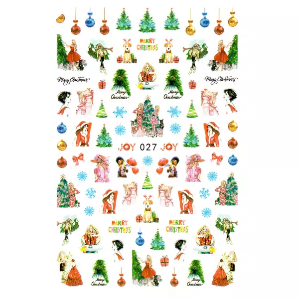 Sticker Lila Rossa pentru decor unghii, Craciun Revelion si iarna, nail art xf027