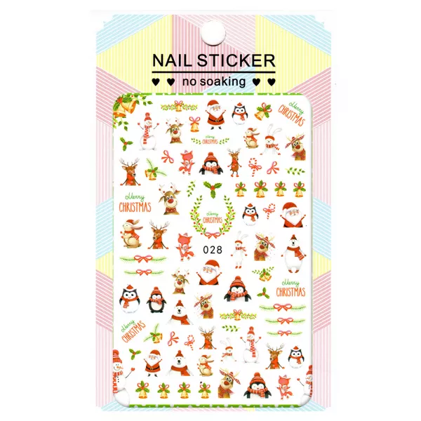 Sticker Lila Rossa pentru decor unghii, Craciun Revelion si iarna, nail art xf028