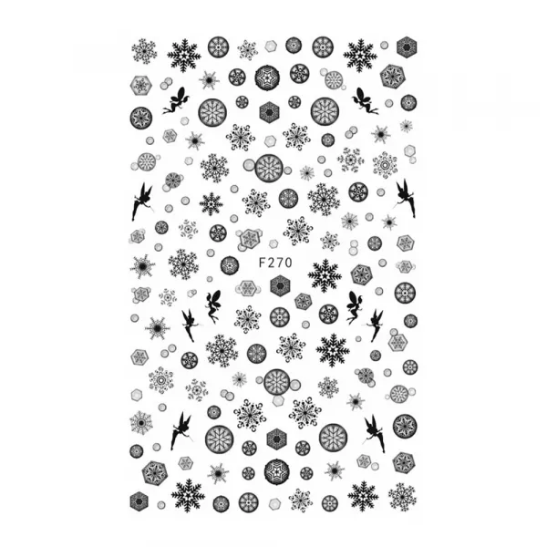 Stickere pentru decor unghii Lila Rossa, Craciun, Revelion, pentru iarna, f270-black