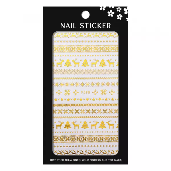 Stickere pentru decor unghii Lila Rossa, Craciun, Revelion, pentru iarna, f598-gold