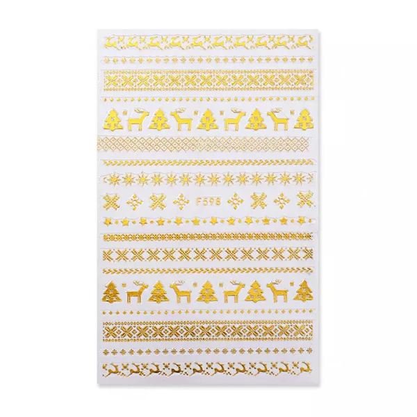 Stickere pentru decor unghii Lila Rossa, Craciun, Revelion, pentru iarna, f598-gold