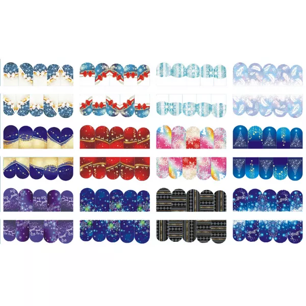 Set stickere nail art Lila Rossa, pentru Craciun, Revelion si iarna, 24 buc, bn-209-212
