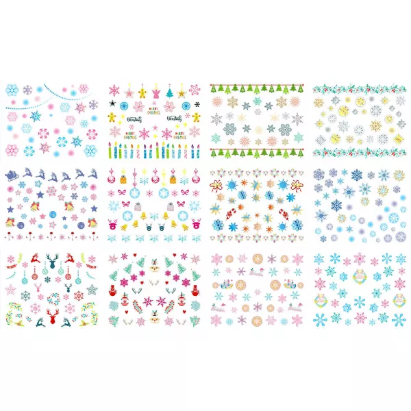 Set stickere nail art Lila Rossa, pentru Craciun, Revelion si iarna, 12 buc, bn-665-668