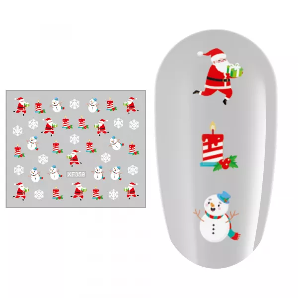Sticker nail art Lila Rossa, pentru Craciun, Revelion si iarna, 7.2 x 10.5 cm, xf359