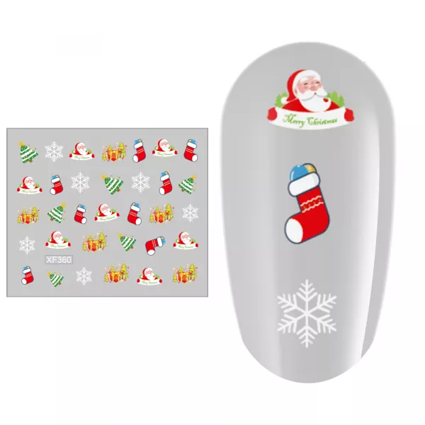 Sticker nail art Lila Rossa, pentru Craciun, Revelion si iarna, 7.2 x 10.5 cm, xf360