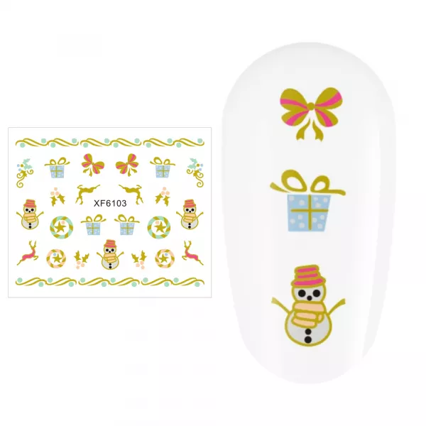 Sticker nail art Lila Rossa, pentru Craciun, Revelion si iarna, 7.2 x 10.5 cm, xf6103