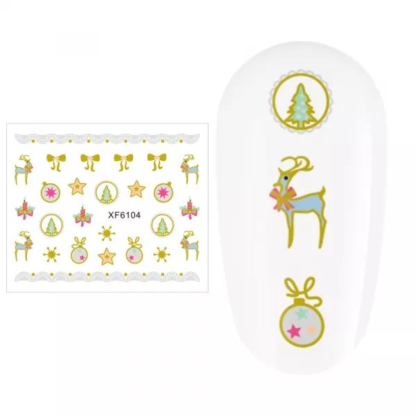 Sticker nail art Lila Rossa, pentru Craciun, Revelion si iarna, 7.2 x 10.5 cm, xf6104