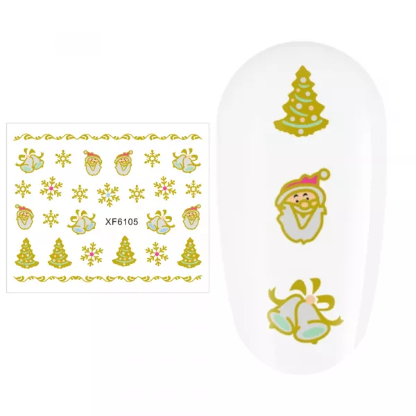 Sticker nail art Lila Rossa, pentru Craciun, Revelion si iarna, 7.2 x 10.5 cm, xf6105