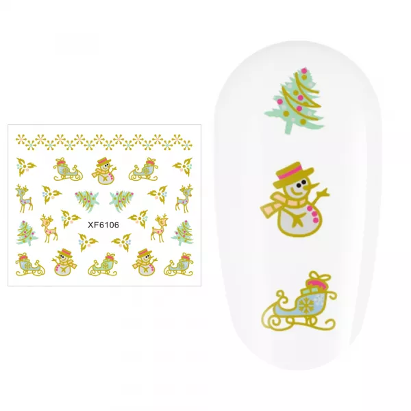 Sticker nail art Lila Rossa, pentru Craciun, Revelion si iarna, 7.2 x 10.5 cm, xf6106