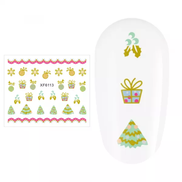 Sticker nail art Lila Rossa, pentru Craciun, Revelion si iarna, 7.2 x 10.5 cm, xf6113