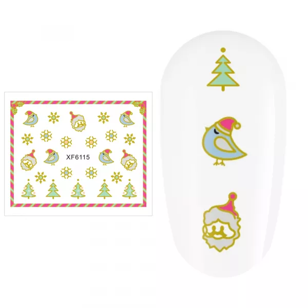 Sticker nail art Lila Rossa, pentru Craciun, Revelion si iarna, 7.2 x 10.5 cm, xf6115