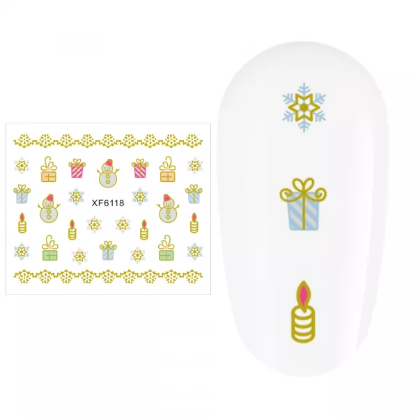 Sticker nail art Lila Rossa, pentru Craciun, Revelion si iarna, 7.2 x 10.5 cm, xf6118
