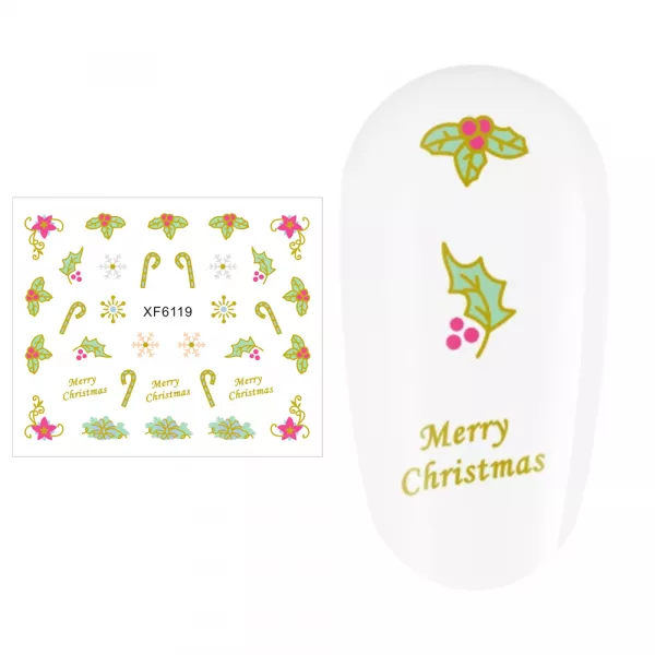 Sticker nail art Lila Rossa, pentru Craciun, Revelion si iarna, 7.2 x 10.5 cm, xf6119