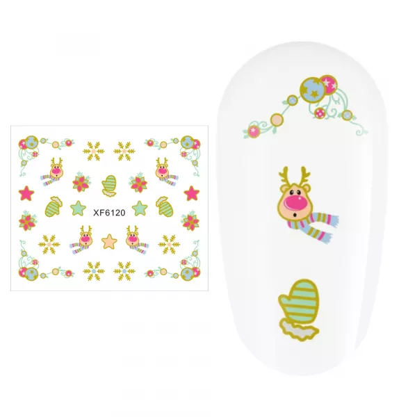 Sticker nail art Lila Rossa, pentru Craciun, Revelion si iarna, 7.2 x 10.5 cm, xf6120