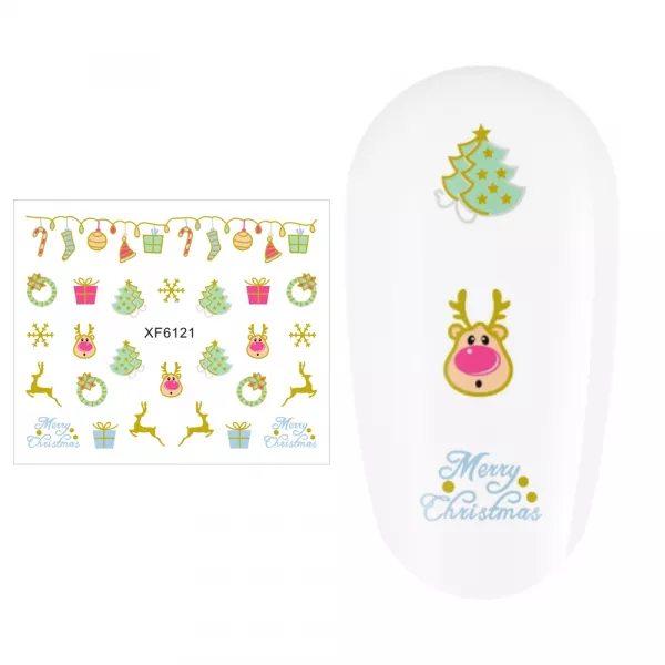 Sticker nail art Lila Rossa, pentru Craciun, Revelion si iarna, 7.2 x 10.5 cm, xf6121