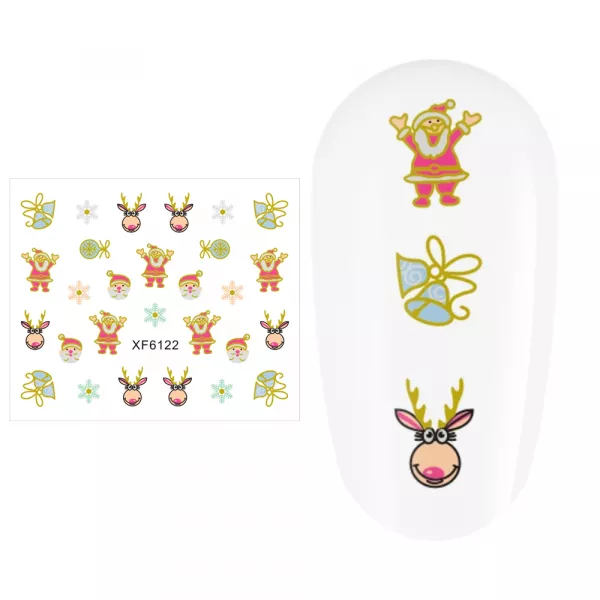 Sticker nail art Lila Rossa, pentru Craciun, Revelion si iarna, 7.2 x 10.5 cm, xf6122