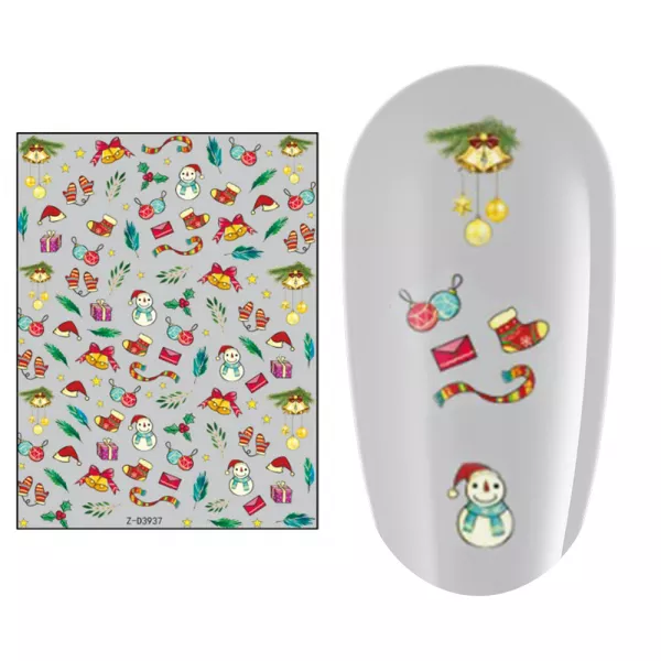 Sticker nail art Lila Rossa, pentru Craciun, Revelion si iarna, 15 x 9 cm, z-d3937