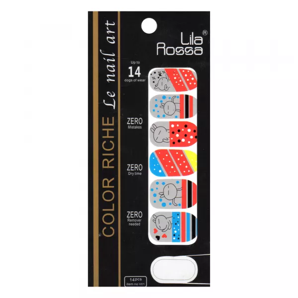 Sticker pentru unghii nail art, Lila Rossa, 14 in 1, nr 4