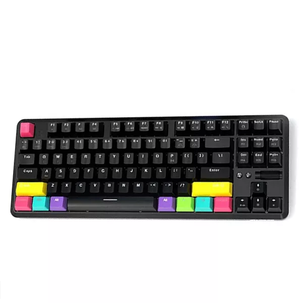 Tastatura Ajazz K870T, 87 de taste, cu fir si Bluetooth, reincarcabila, tastatura mecanica, RGB backlit, neagra